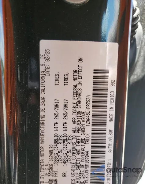 2025 Toyota Tacoma Double Cab z USA, uszkodzony, nr VIN 3TMLB5JN7SM107044